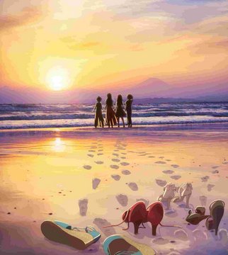 Evening walk by the seaside